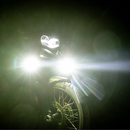 LOBOO L16 Motorcycle Auxiliary Lights – 19000LM High & Low Beam LEDs, 3-Mode Warning, IP68 Waterproof, Intelligent Temp Control (Pair)