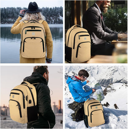 Sac à dos pour ordinateur portable mince antivol 15,6 pouces Sac de voyage à chargement USB