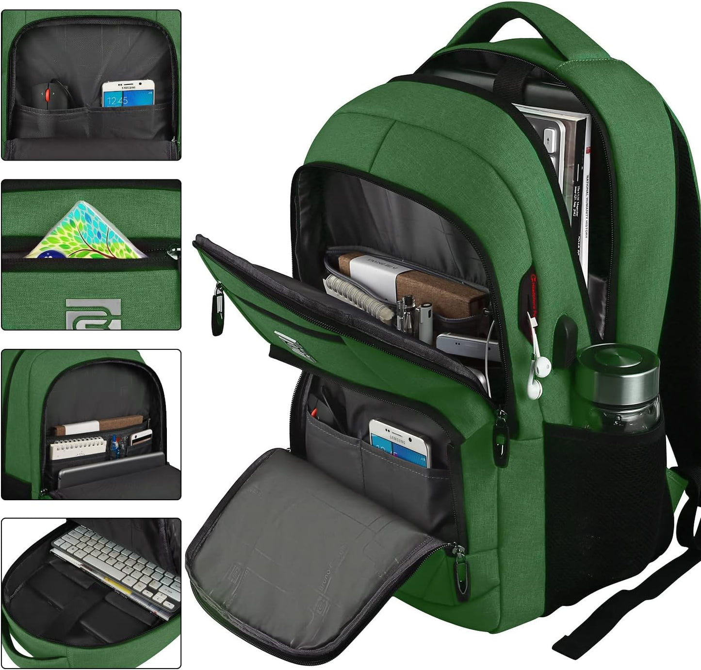 Sac à dos pour ordinateur portable mince antivol 15,6 pouces Sac de voyage à chargement USB