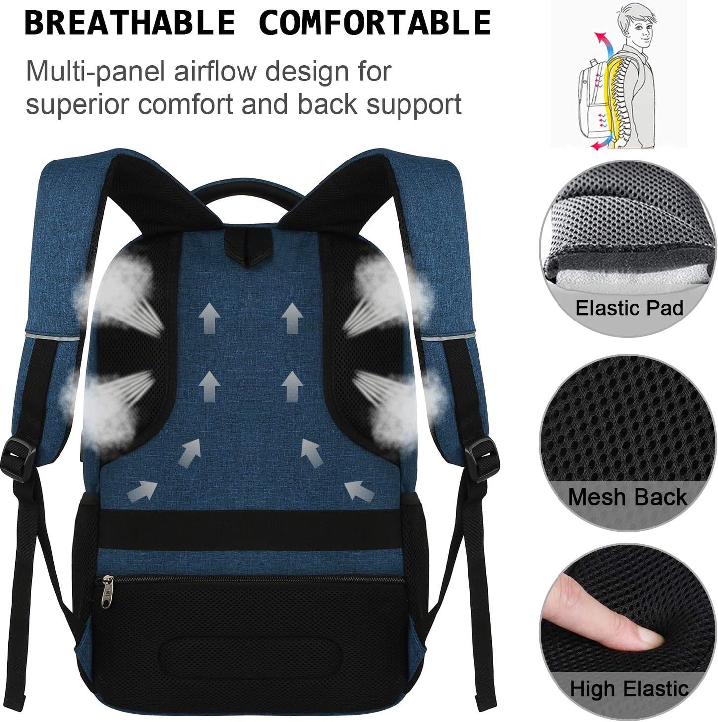Sac à dos pour ordinateur portable mince antivol 15,6 pouces Sac de voyage à chargement USB