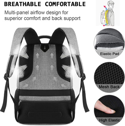 Sac à dos pour ordinateur portable mince antivol 15,6 pouces Sac de voyage à chargement USB