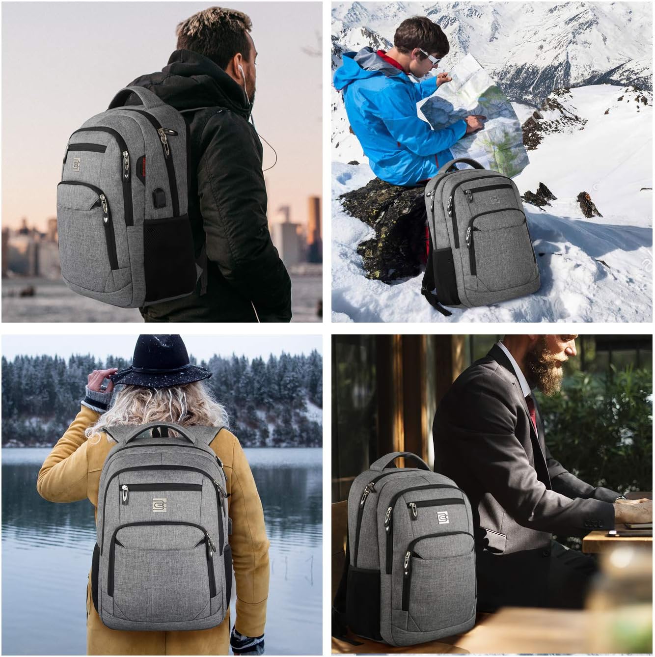 Sac à dos pour ordinateur portable mince antivol 15,6 pouces Sac de voyage à chargement USB