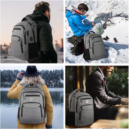 Sac à dos pour ordinateur portable mince antivol 15,6 pouces Sac de voyage à chargement USB