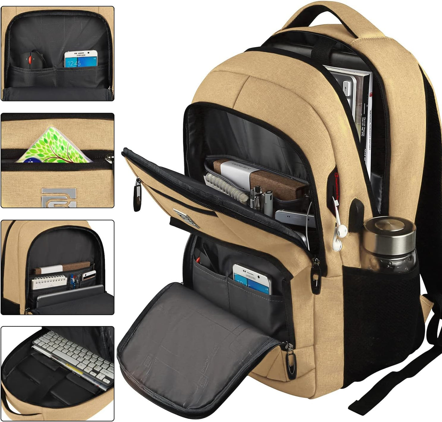 Sac à dos pour ordinateur portable mince antivol 15,6 pouces Sac de voyage à chargement USB
