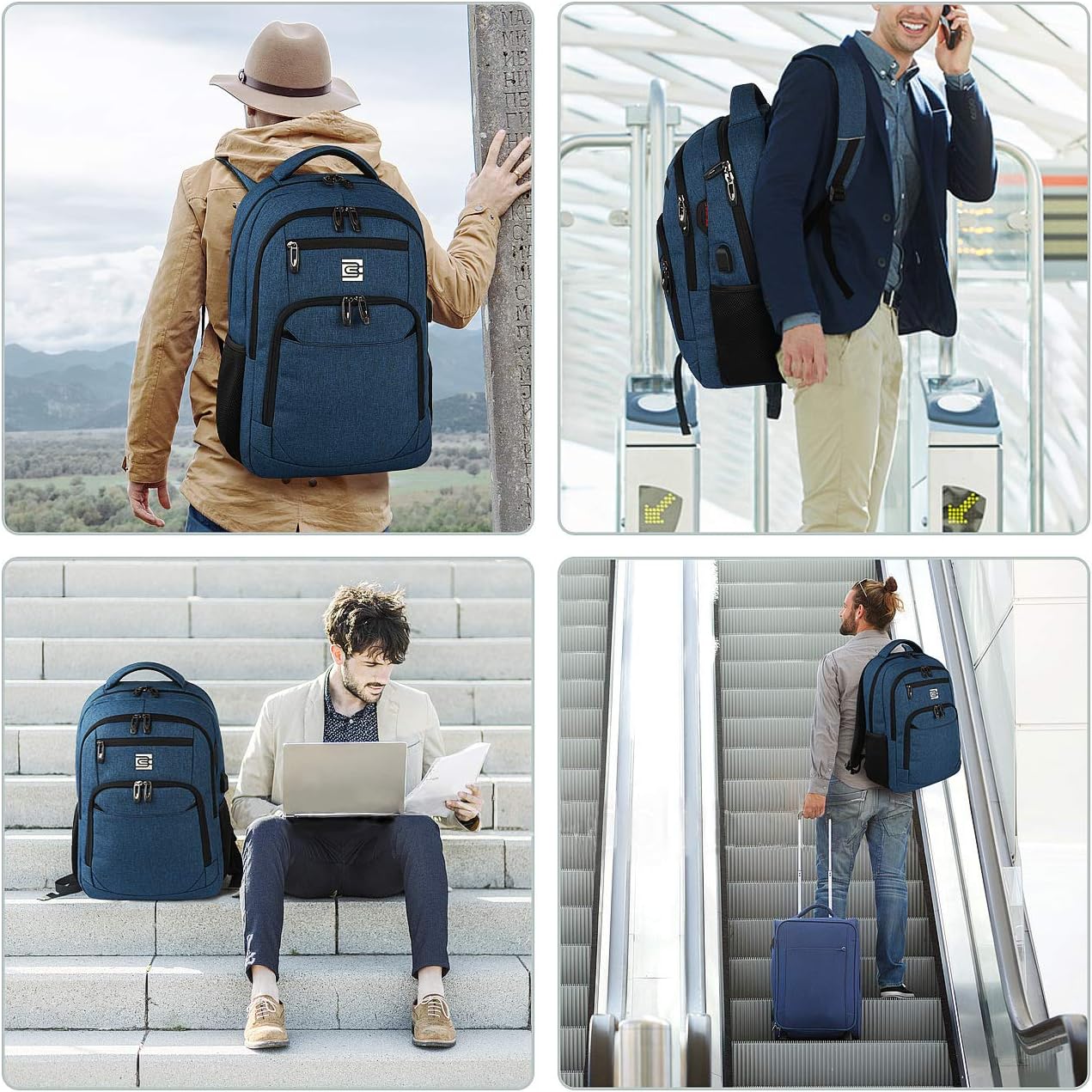 Sac à dos pour ordinateur portable mince antivol 15,6 pouces Sac de voyage à chargement USB