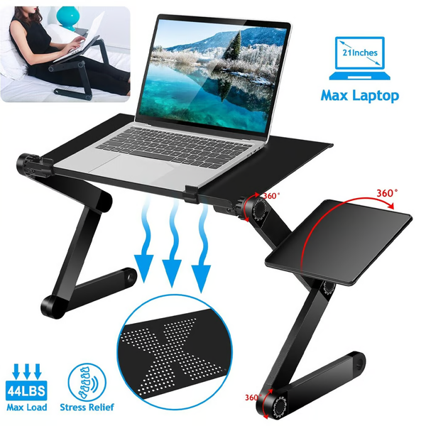 360° Adjustable Ergonomic Laptop Stand Aluminum Foldable Desk Stand with Mouse Pad