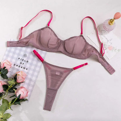 Lavender and Pink See-through Two-piece Set