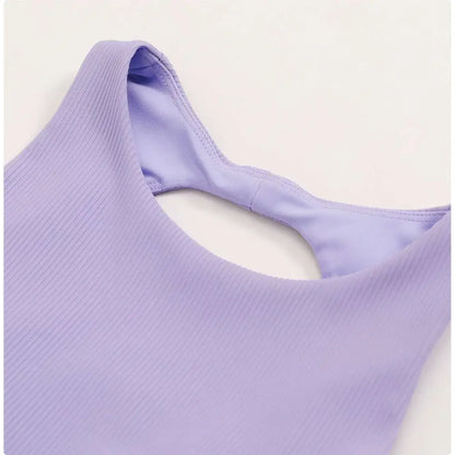 Lavender Ribbed Quick Dry Breathable Running Sports Bra