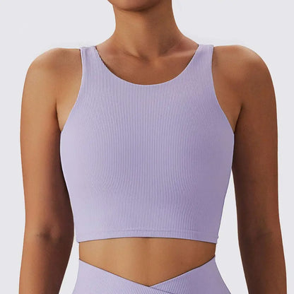 Lavender Ribbed Quick Dry Breathable Running Sports Bra