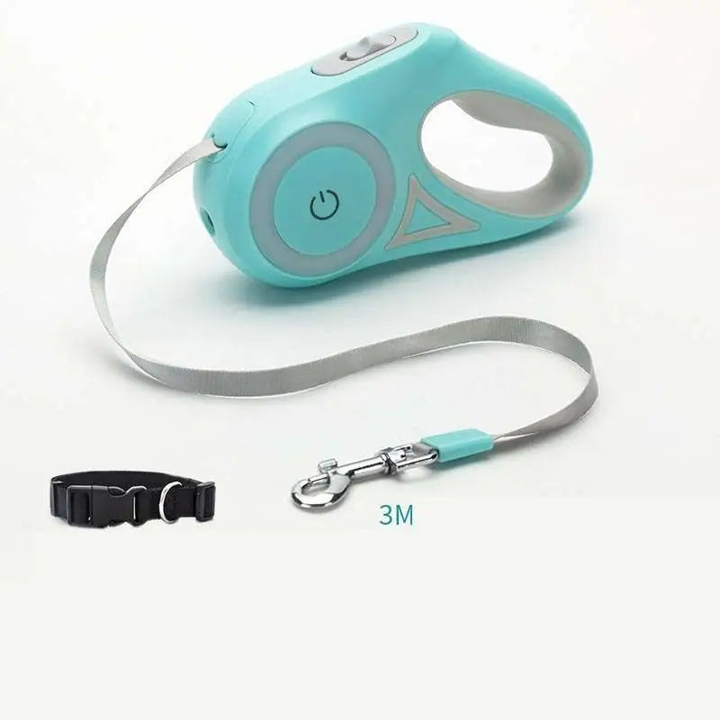 Laisse rétractable pour chien avec LED pour petits et moyens chiens