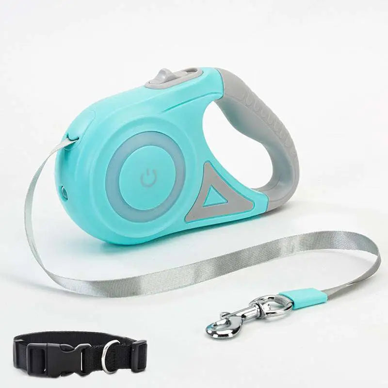 Laisse rétractable pour chien avec LED pour petits et moyens chiens