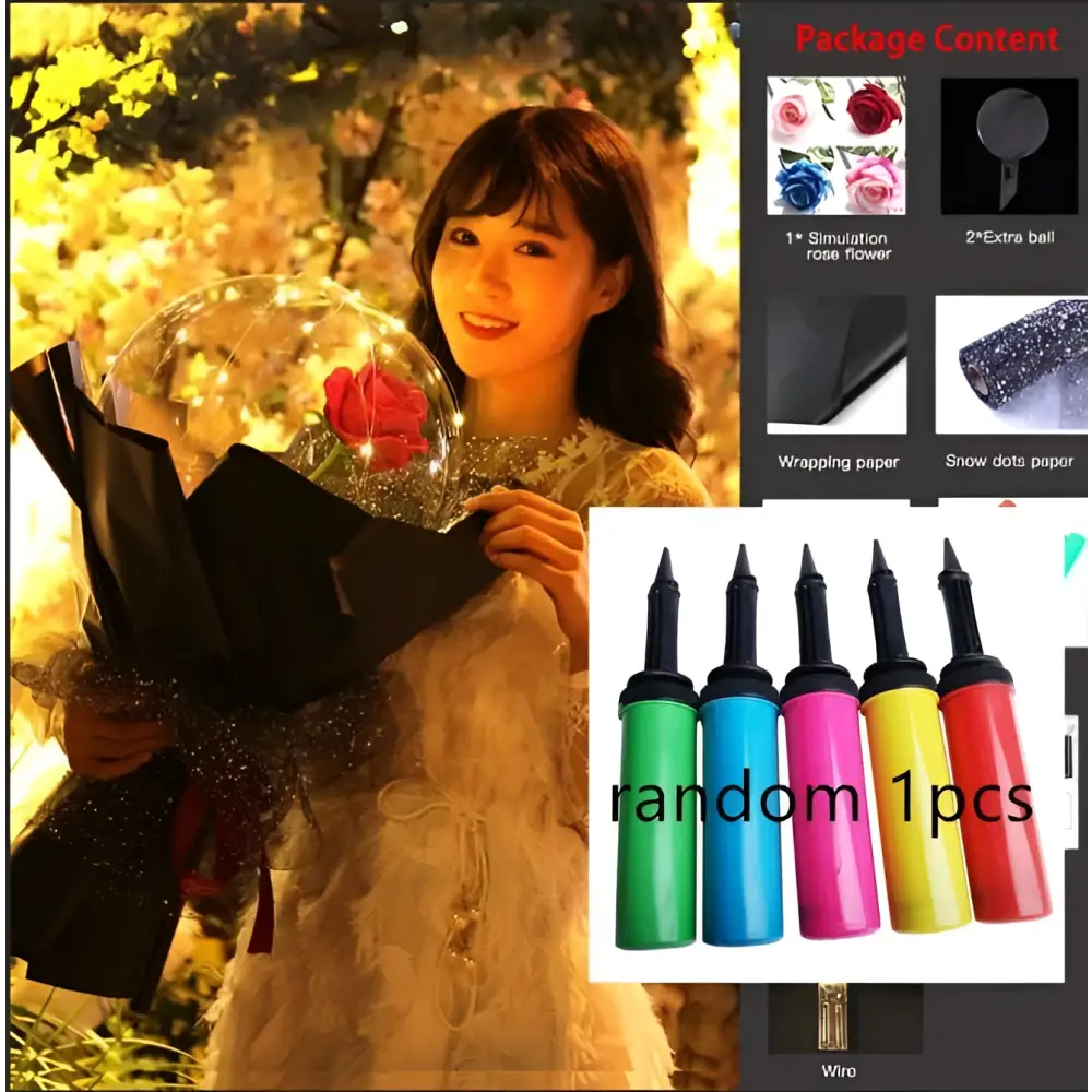 LED Luminous Balloon Rose Bouquet Transparent Bobo Ball