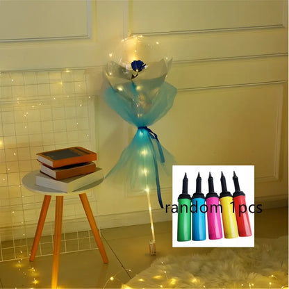 LED Luminous Balloon Rose Bouquet Transparent Bobo Ball