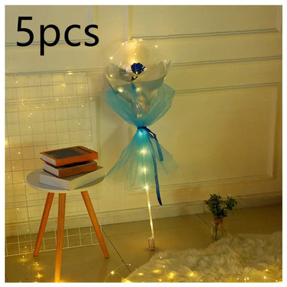 LED Luminous Balloon Rose Bouquet Transparent Bobo Ball