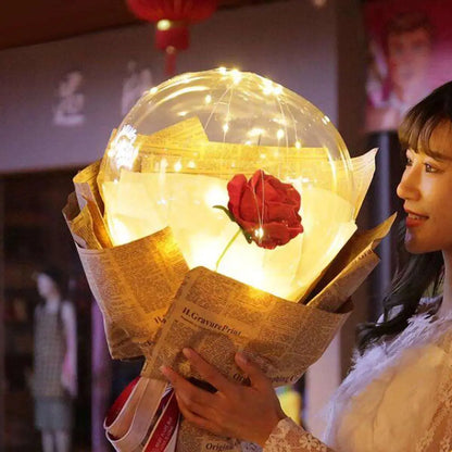 LED Luminous Balloon Rose Bouquet Transparent Bobo Ball