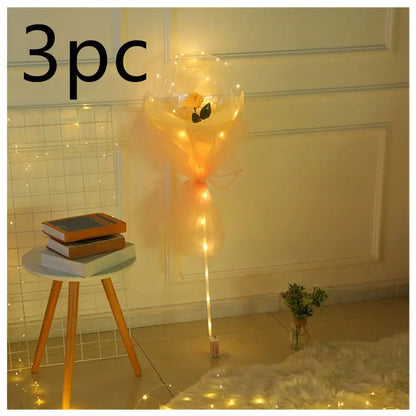 LED Luminous Balloon Rose Bouquet Transparent Bobo Ball