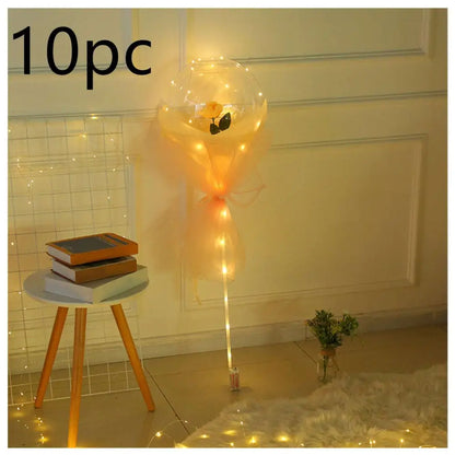 LED Luminous Balloon Rose Bouquet Transparent Bobo Ball