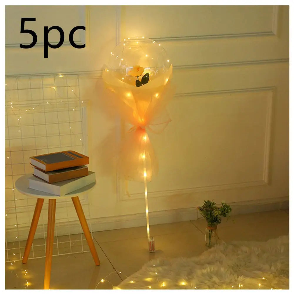 LED Luminous Balloon Rose Bouquet Transparent Bobo Ball