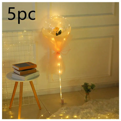 LED Luminous Balloon Rose Bouquet Transparent Bobo Ball