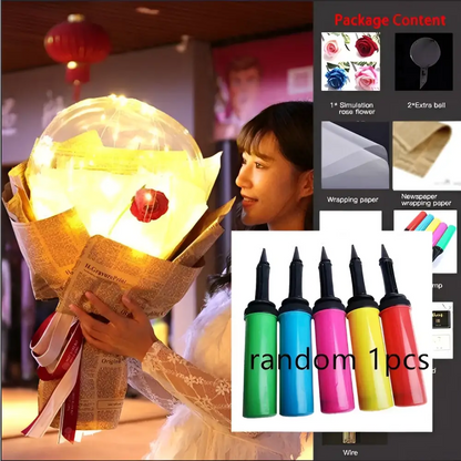 LED Luminous Balloon Rose Bouquet Transparent Bobo Ball