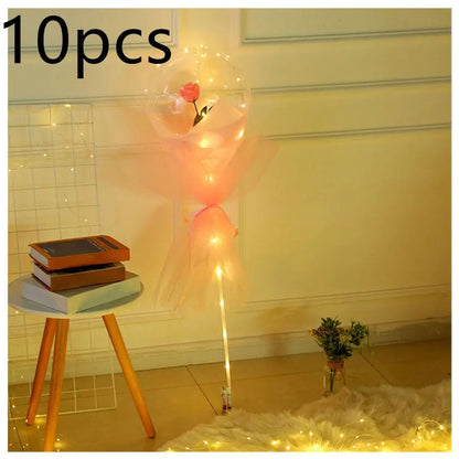 LED Luminous Balloon Rose Bouquet Transparent Bobo Ball