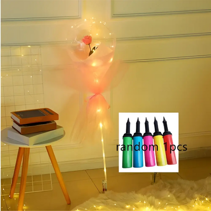 LED Luminous Balloon Rose Bouquet Transparent Bobo Ball