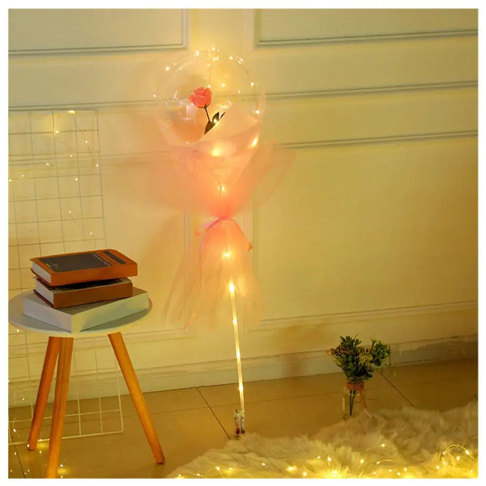 LED Luminous Balloon Rose Bouquet Transparent Bobo Ball