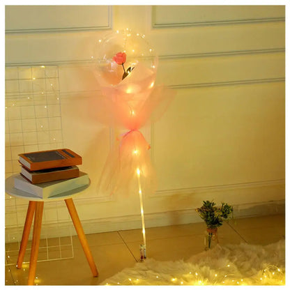 LED Luminous Balloon Rose Bouquet Transparent Bobo Ball