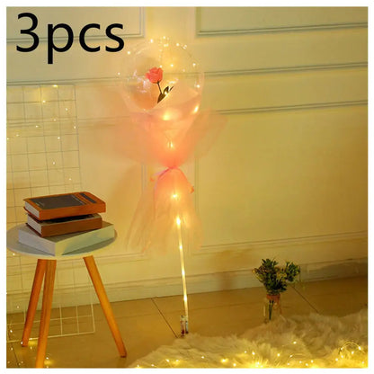 LED Luminous Balloon Rose Bouquet Transparent Bobo Ball