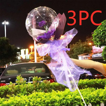 LED Luminous Balloon Rose Bouquet Transparent Bobo Ball