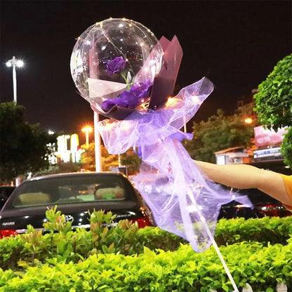 LED Luminous Balloon Rose Bouquet Transparent Bobo Ball