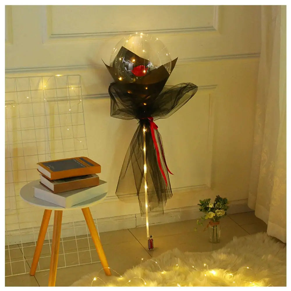LED Luminous Balloon Rose Bouquet Transparent Bobo Ball
