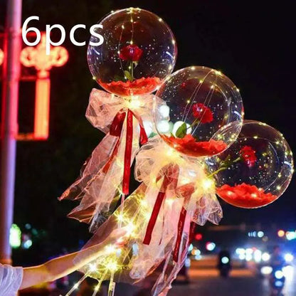 LED Luminous Balloon Rose Bouquet Transparent Bobo Ball