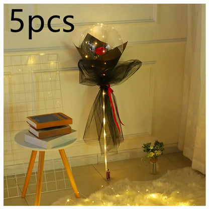 LED Luminous Balloon Rose Bouquet Transparent Bobo Ball