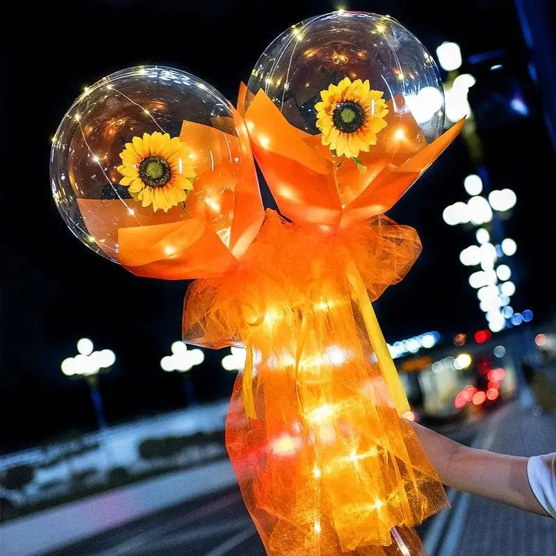 LED Luminous Balloon Rose Bouquet Transparent Bobo Ball
