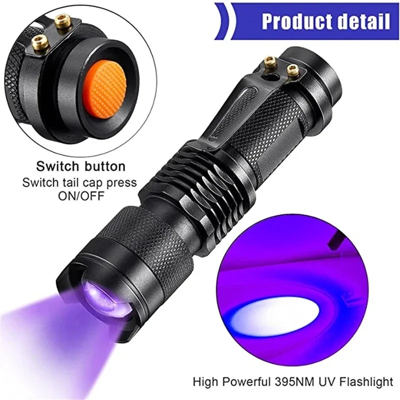395nm UV Flashlight LED Black Light Pet Urine Stain Detector Torch