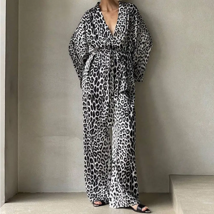 Leopard Print Two-Piece Suit Fashion Set