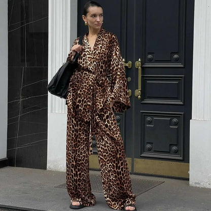 Leopard Print Two-Piece Suit Fashion Set