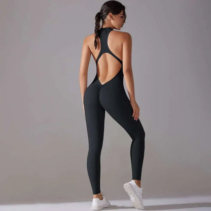 Light Blue Long Pants Jumpsuit Yoga Fitness Slim Bodysuit