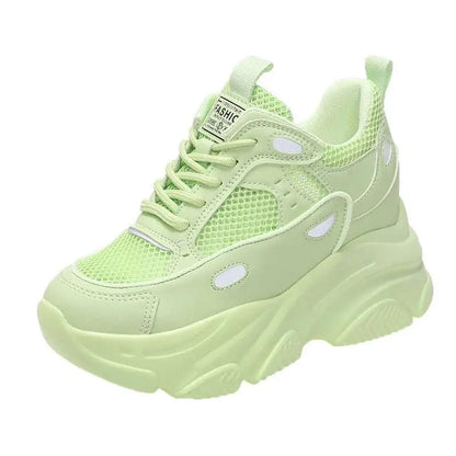 Chaussures de sport décontractées en maille vert lime, baskets basses