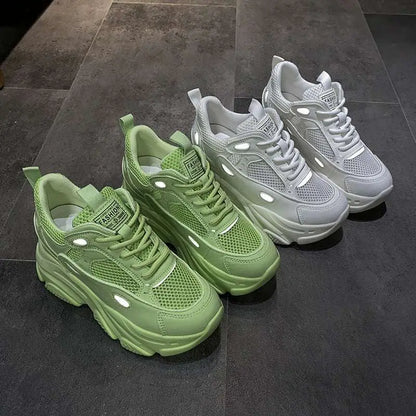 Chaussures de sport décontractées en maille vert lime, baskets basses