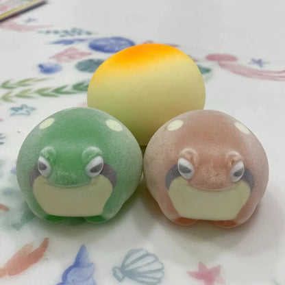 Flocking Frog Gashapon Capsule Toys | Mini Squishy Figurines for Stress Relief
