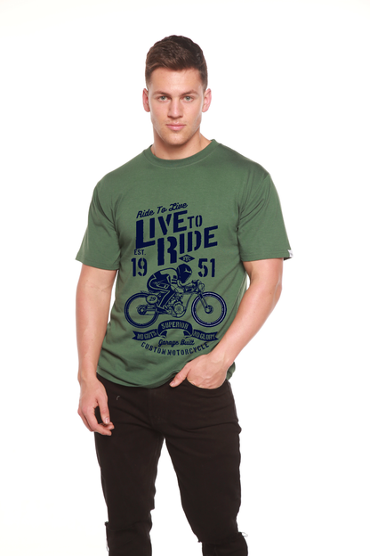 Camiseta gráfica de manga corta de viscosa de bambú y algodón orgánico para hombre "Live To Ride"