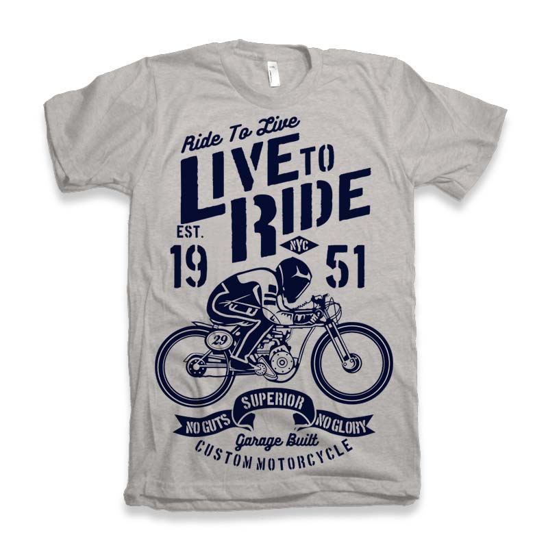 Camiseta gráfica de manga corta de viscosa de bambú y algodón orgánico para hombre "Live To Ride"