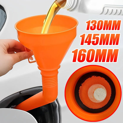 Long Mouth Refueling Funnel with Filter – Car and Motorcycle Engine Oil Filling Tool