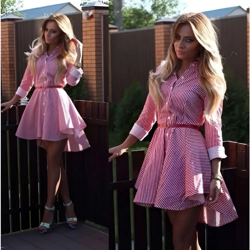 Long Sleeve Striped Shirt Dress