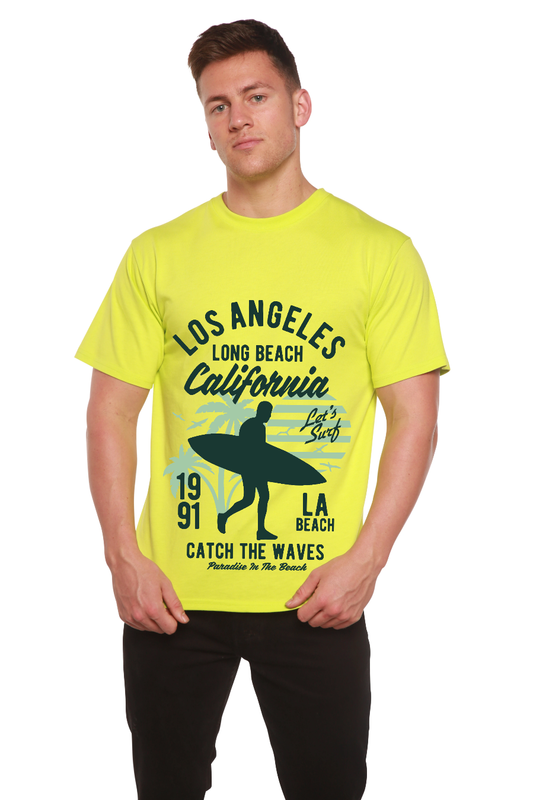 Camiseta gráfica de manga corta de viscosa de bambú/algodón orgánico para hombre Los Angeles