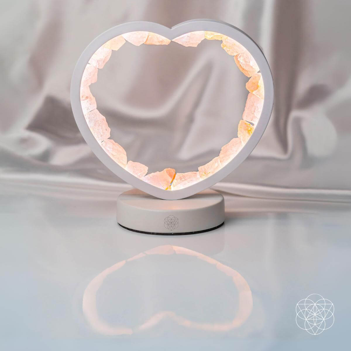 Imán del amor - Lámpara de corazón de cuarzo rosa