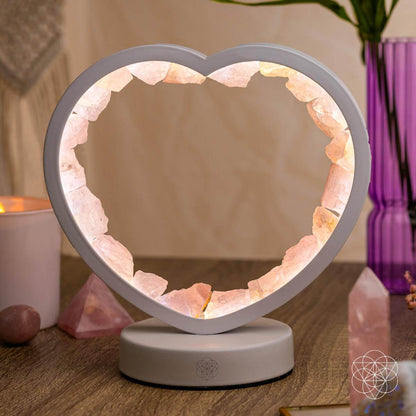 Imán del amor - Lámpara de corazón de cuarzo rosa