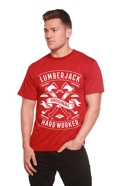 T-shirt graphique LumberJack à manches courtes en viscose de bambou/coton biologique pour homme